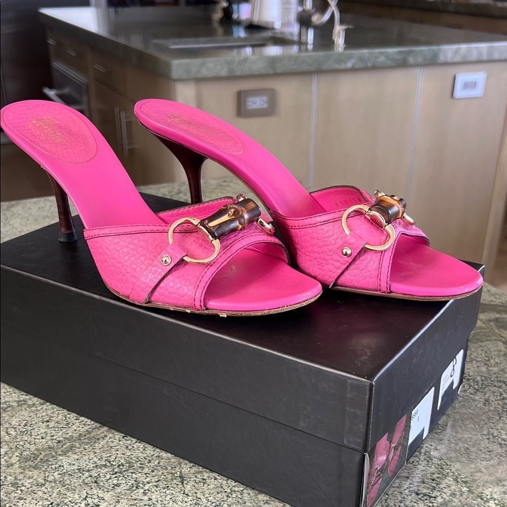 GUCCI Pink Women's Heeled Sandals 8